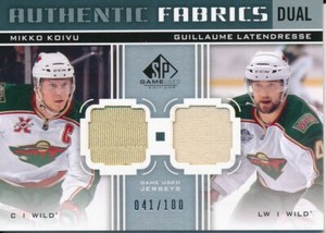 2011/12 SP Game Used Mikko Koivu Guillaume Latendresse Authentic Fabrics Dual
