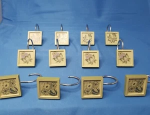 Light Green Flower Shower Hooks Resin Metal Square 1.5" Three Different Patterns - Picture 1 of 6