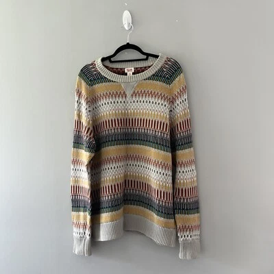 Suéter Mossimo Geométrico Tejido a Rayas Color Otoño Algodón Talla Grande Foto 1 de 4
