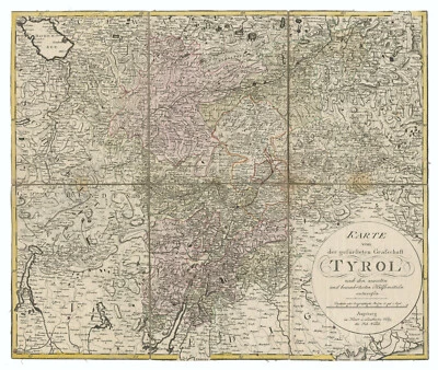 Antique Map "Karte von der gefürsteten Grafschaft Tyrol" (Austria) Walch, 1798 - Image 1 of 4