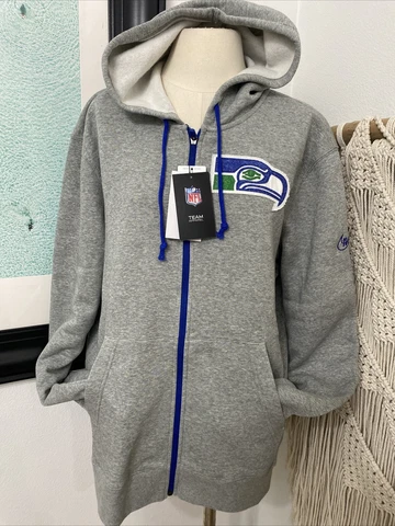 New NIKE SEATTLE SEAHAWKS Men's LARGE Long Sleeve Hoodie Sweater FULL ZIP UP Cover