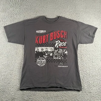 Camiseta gris grande con estampado de carreras Kurt Busch Stuart Haas Daytona 500 Foto 1 de 4