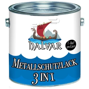 Halvar hochwertiger 3 in 1 Metallschutzlack Grau 2,5L 5L 10L RAL 7032 Kieselgrau - Bild 1 von 4