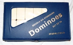 Vintage Double Six Standard Domino Set Of 28 In Vinyl Case - Picture 1 of 4