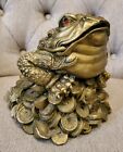 China Folk Frog / 3 Legged Toad Ingot Lucky Auspicious Bronze color Statue 