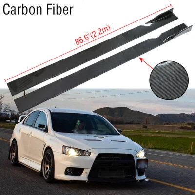 2.2M Carbon Fiber Side Skirts Extension Rocker Lip For Mitsubishi Lancer EVO X10 - Image 1 of 4