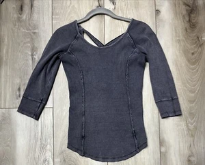 Free People Criss Cross Back Ribbed Top Gray Size Small - Picture 1 of 7