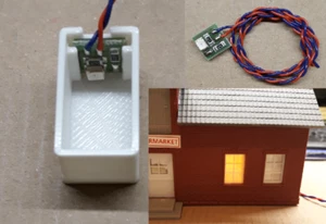[1~5] LED Hausbeleuchtung GELB mit Lichtbox 14x25mm Lichtkasten 8-18VDC - Bild 1 von 10