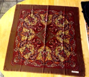 Sciarpa Vintage Jim Renoir Bordo Frangiato Multicolore 31" Quadrata Artista Firmata - Foto 1 di 3