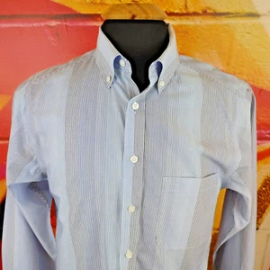 Camisa Roundtree Yorke Para Hombres 15.5-33 Azul Rayas Etiqueta Dorada Calce Ajustado Abotonada - Imagen 1 de 8