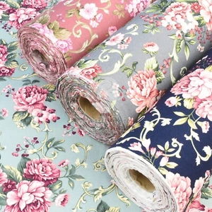 Vintage Garden Rose Floral 100% Cotton Fabric | Rose & Hubble Sewing Metre FQ - Picture 1 of 6