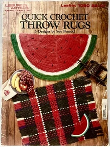 1987 Leisure Arts Quick Crochet Throw Rugs 1090 Pattern Book 5 Designs Vtg 17031 - Bild 1 von 2