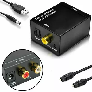 Digital DAC Optical Toslink SPDIF Coax to Analog L/R RCA Audio Converter Adapter - Picture 1 of 10