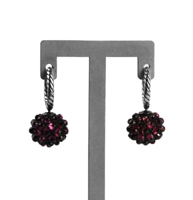 DAVID YURMAN ST. SILVER CABLE OSETRA BERRIES RHODOLITE GARNET 12 mm EARRINGS NEW - Изображение 1 из 4