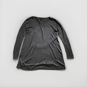 Eileen Fisher Linen Tunic Medium Womens Gray Long Sleeve Scooped Neck Pullover - Picture 1 of 9
