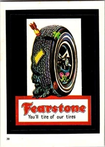 Pegatinas álbum Topps Wacky Packages 1982 #39 neumáticos Fearstone - envío gratuito - Imagen 1 de 2