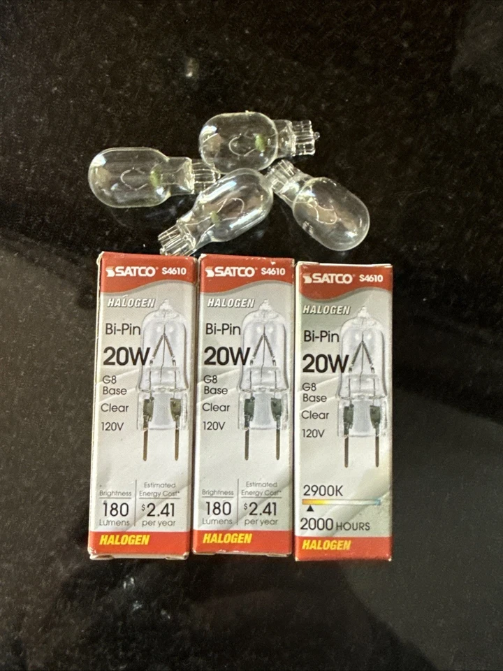 Satco 20WT4/CL/G8/120V 20W Bi-Pin G8 Base T4 Clear Warm White Light Bulb For Lot - Image 1 of 2