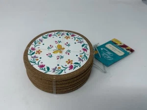 Pioneer Woman Cork Coaster Set Folk Geo Set of 6 - Picture 1 of 2