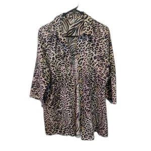 Camisa con cuello relajado estampado animal para mujer talla retro Y2K safari viaje talla L - Imagen 1 de 4