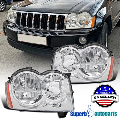 For 2005-2007 Jeep Grand Cherokee Headlights Pair Replacement Left+Right - Image 1 of 4
