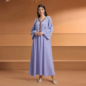 Dubai Women Muslim Long Sleeve Maxi Dress Turkey Kaftan Robes Islamic Dresses - Picture 1 of 12