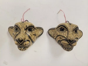 Mexican Clay Pottery Jaguar Sculpture Set Chiapas Animal Folk Art Hand Crafted - Picture 1 of 5