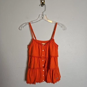 Hollister Y2k Tiered Lace Trim Babydoll Cami Size S Orange Dainty Fairy Summer - Picture 1 of 9