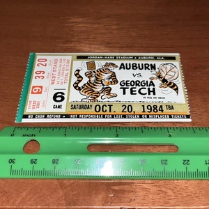 AUBURN VS GEORGIA TECH 1984 - TALÓN DE BOLETO DE FÚTBOL AMERICANO 20/10/1984 - buen estado - Imagen 1 de 9