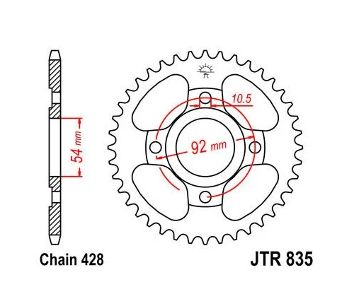 Piñón trasero de acero JT 428 44T para Yamaha SR185 Exciter 1981-1982 Foto 1 de 1
