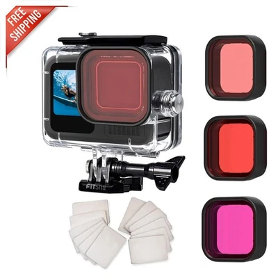 60M Waterproof GoPro Case with 3 Filters & Anti-Fog Inserts - For Hero 9 to 13 - Image 1 of 4