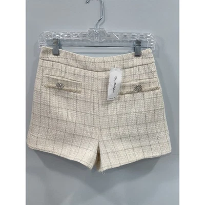 Pantalones Cortos Miss Selfridge ASOS Tweed Talla 4 Nuevos con Etiquetas Crema Cintura Alta Elegantes Dinero Antiguo Foto 1 de 4
