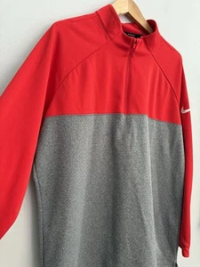 Felpa pullover Nike Golf 1/3 zip colore rosso e grigio uomo taglia XL logo swoosh - Foto 1 di 11