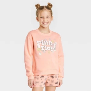 Girls' Pink Floyd Dreamy Fleece Sweatshirt - Peach Orange M 7/8 - Picture 1 of 1
