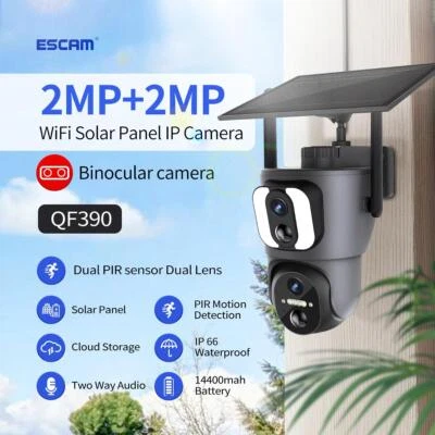 6W Solar Panel Battery 2MP WIFI Smart Light IP Camera Dual-Lens Security Camera - Image 1 of 4
