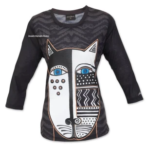 Camisa Laurel Burch Cara de Gato Manga 3/4 XXL RETIRADA Fabulosa con Chaqueta Coordinadora Nueva con Etiquetas - Imagen 1 de 2