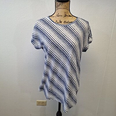 Vince Camuto Basic Top T-Shirt Short Sleeve Stripe Blue White Women's Size S - Image 1 of 4