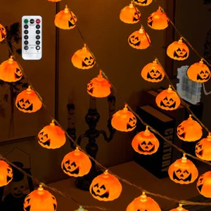 16.4ft 30 LEDs Halloween Pumpkin Lanterns String Lights Jack O Lantern Light US - Picture 1 of 11