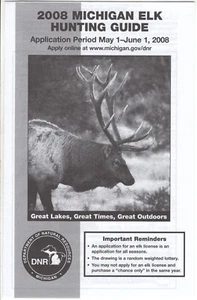 2008 MICHIGAN DNR ELK DIGEST LICENZA GUIDA APPLICAZIONE - MICHIGAN-DEER-PATCH - Foto 1 di 1