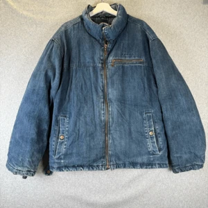 Tommy Jeans puffer down denim jean jacket mens XXL y2k 90s heavyweight - Picture 1 of 13