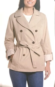 Weatherproof Women’s Double-Breasted Trench Coat Jacket Belted Polyester Lined P - Picture 1 of 16