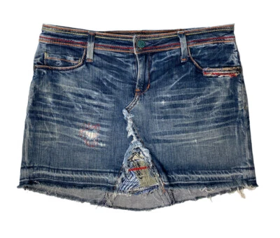 Minifalda Denim 575 Envejecida Hecha en Los Ángelas Talla 28 Festival Y2K De Colección Foto 1 de 4
