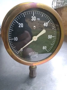 VINTAGE WEKSLER PHOSPHOR BRONZE 5” BLACK 0-60 psi PRESSURE GAUGE - Picture 1 of 4
