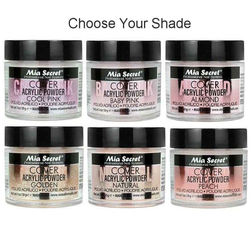 Mia Secret Cover Polvo Acrílico Almendra Bebé Fresco Rosa Natural Dorado Melocotón 1 OZ Foto 1 de 1