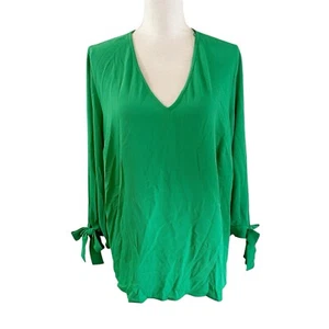 NWT CeCe Womens Blouse Bow Tie Sleeve Plus Size 1X Jasmine Green Holiday Dressy - Picture 1 of 6