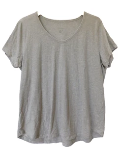 CHARTER CLUB Women Sleep Shirt Plus Size XXL Cotton V-Neck Gray Short Sleeve - Picture 1 of 3