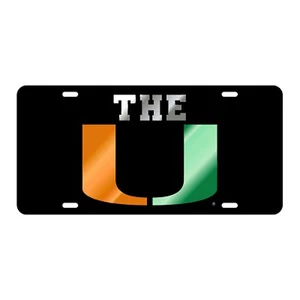 UNIVERSITY OF MIAMI Hurricanes Black Mirrored "THE U" License Plate / Tag - Picture 1 of 1