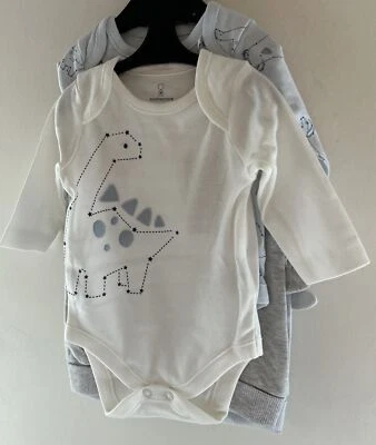 Juego de 1 mes Mothercare ~ 10 libras ~ 4 piezas ~ pantalones para correr y chalecos temáticos de dinosaurios X2 Foto 1 de 4