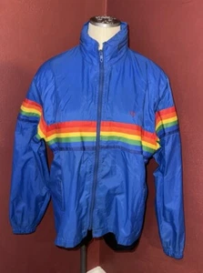 Vintage Ocean Pacific Rainbow Royal Blue Wind Breaker Jacket size S - Pride - Picture 1 of 6