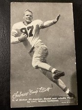 1948-49 Exhibit Sports Champions Chalmers Bump Elliott Football Card VG Michigan