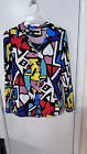 Big Dart Women's Abstract Long Sleeve Button-Down Shirt Multi-Color Size 6 Uk
